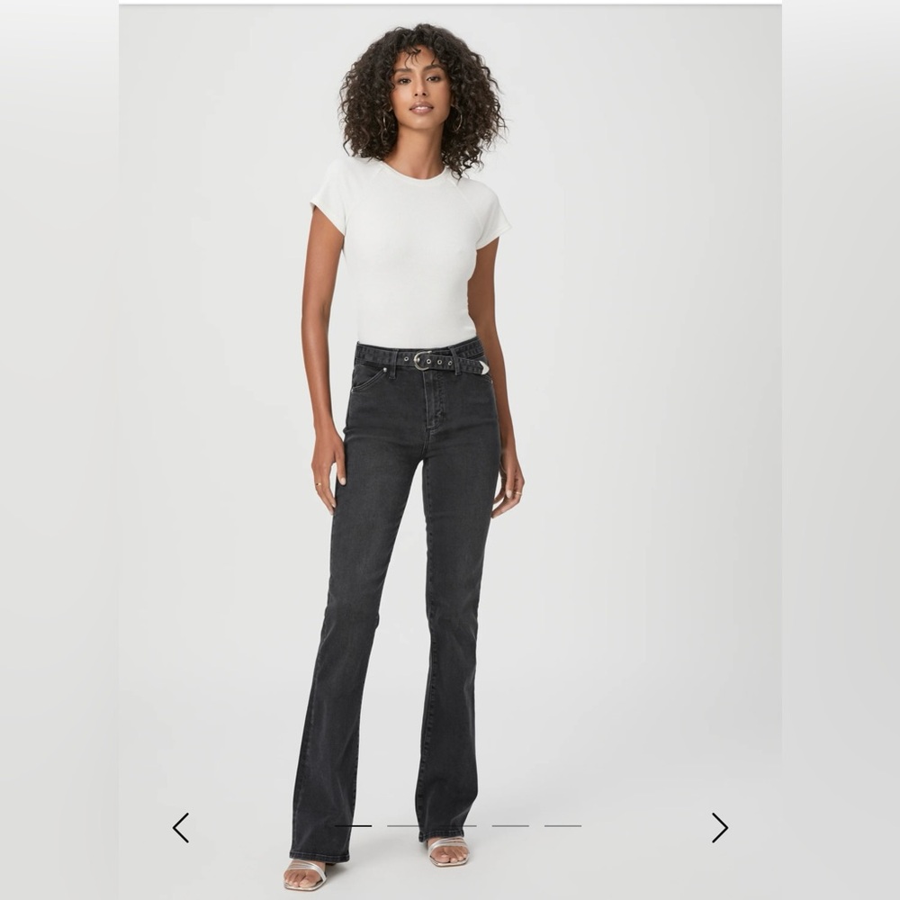 PAIGE High Rise Laurel Canyon Bootcut Jeans, Size 28, Black Sands